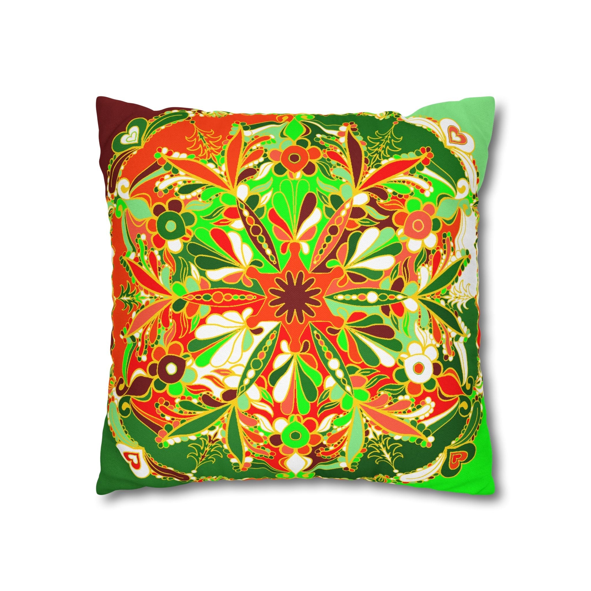 Christmas pillowcase for bed - Spun Polyester Square Pillowcase Mandala Art - Original Fine Art - Hand - drawn - Blululi