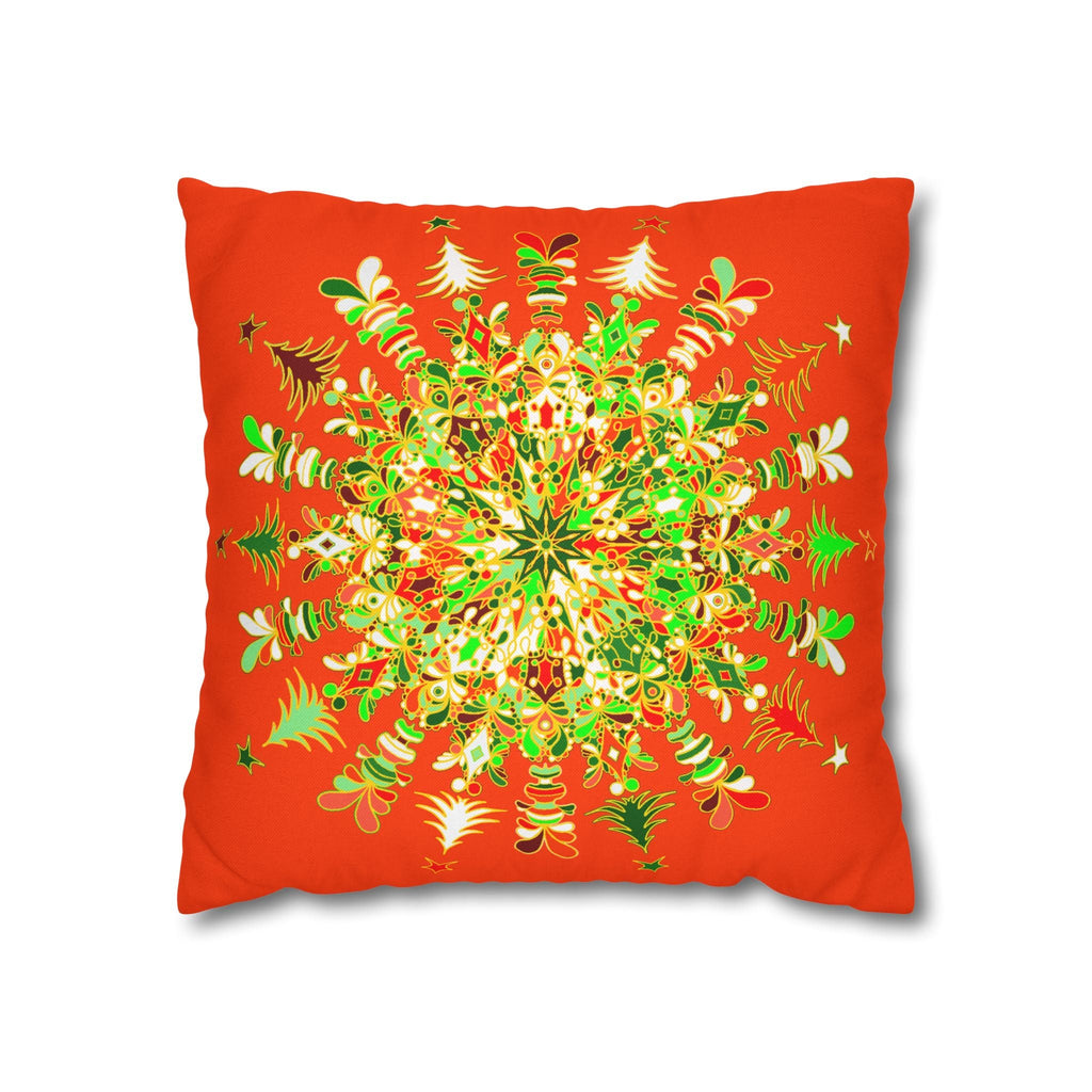 Christmas pillowcase for bed - Spun Polyester Square Pillowcase Mandala Art - Original Fine Art - Hand - drawn - Blululi