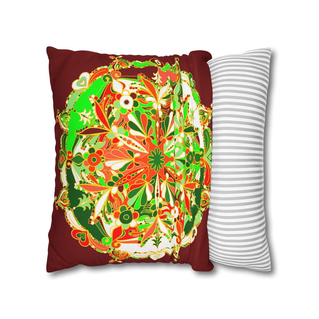 Christmas pillowcase for bed - Spun Polyester Square Pillowcase Mandala Art - Original Fine Art - Hand - drawn - Blululi