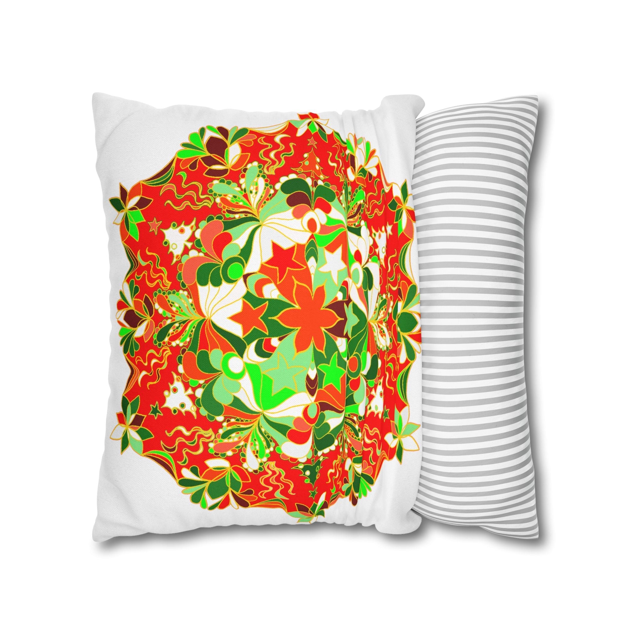 Christmas pillowcase for bed - Spun Polyester Square Pillowcase Mandala Art - Original Fine Art - Hand - drawn - Blululi