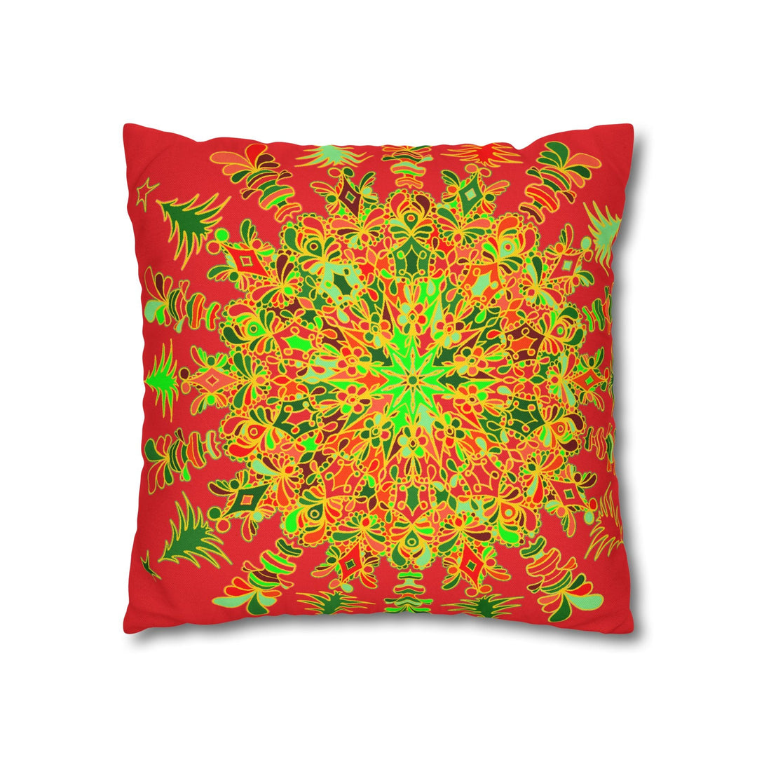 Christmas pillowcase for bed - Spun Polyester Square Pillowcase Mandala Art - Original Fine Art - Hand - drawn - Blululi