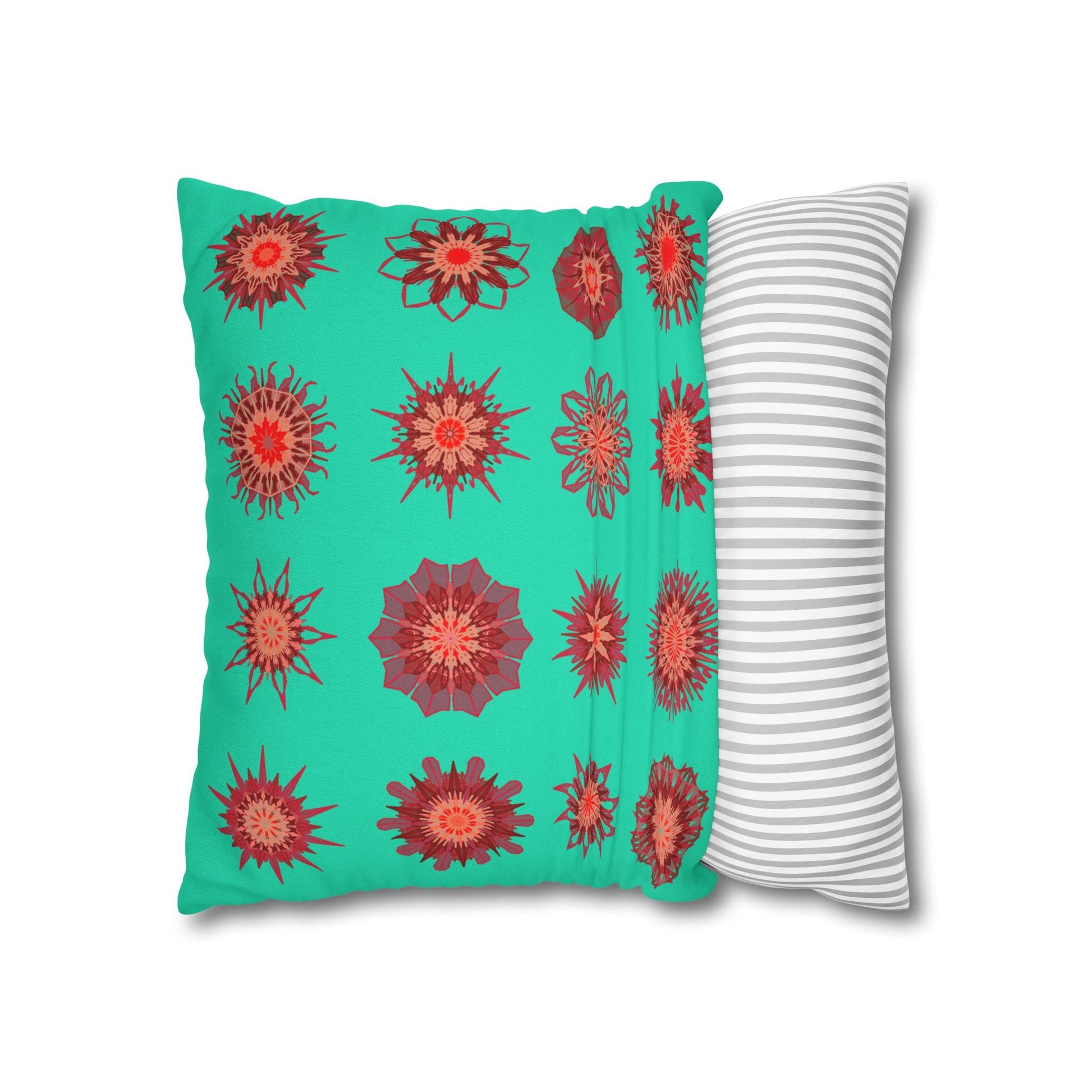 Christmas pillowcase for bed - Spun Polyester Square Pillowcase Mandala Art - Original Fine Art - Hand - drawn, Aqua - Blululi