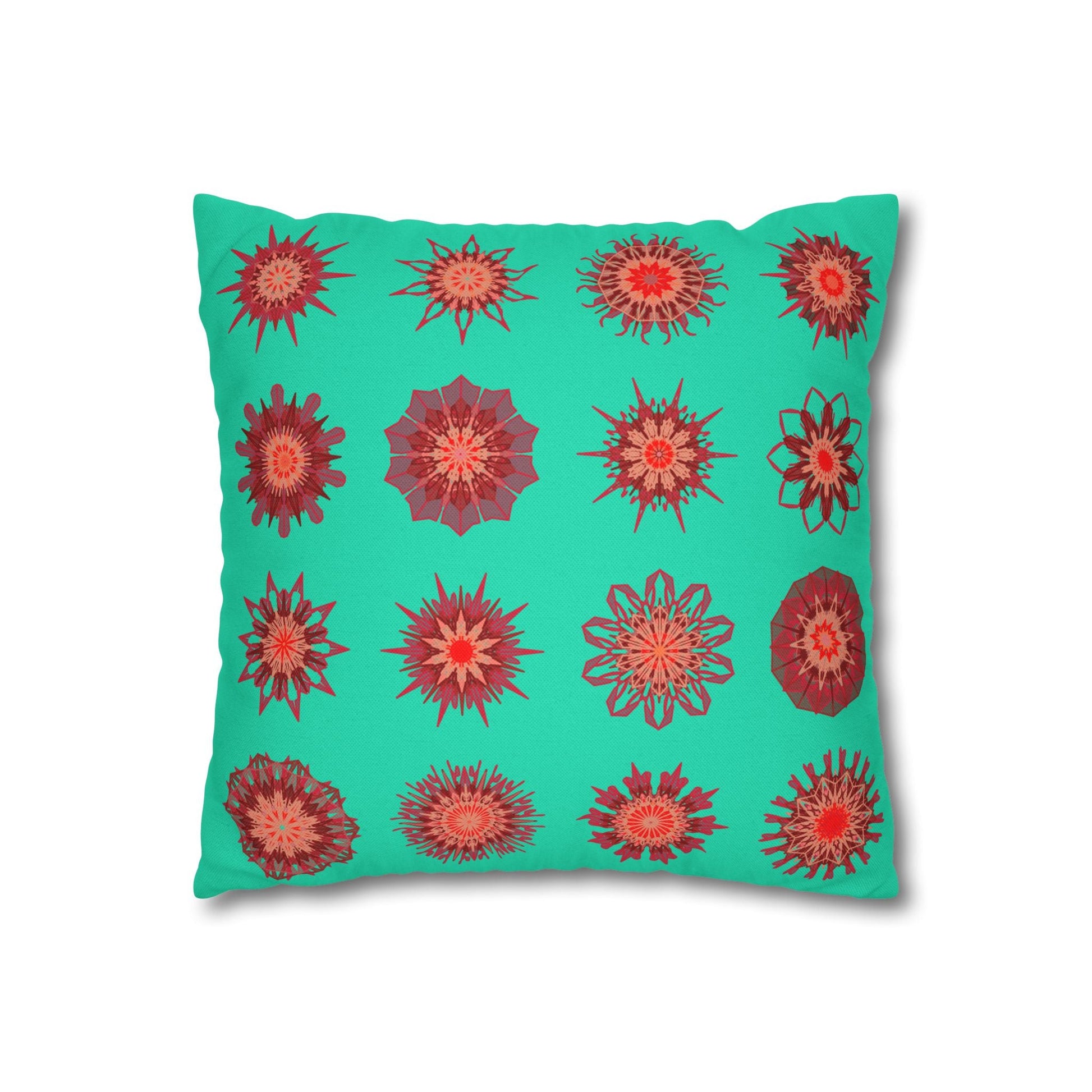 Christmas pillowcase for bed - Spun Polyester Square Pillowcase Mandala Art - Original Fine Art - Hand - drawn, Aqua - Blululi