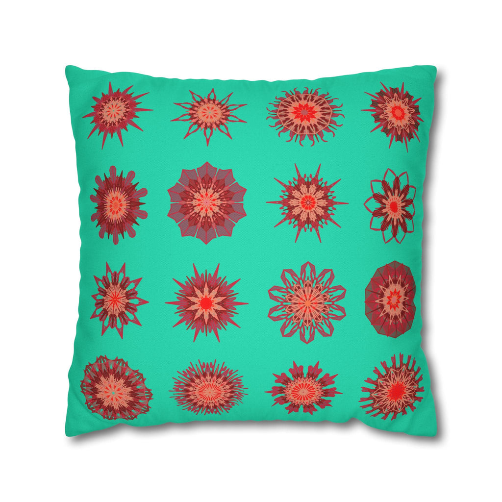 Christmas pillowcase for bed - Spun Polyester Square Pillowcase Mandala Art - Original Fine Art - Hand - drawn, Aqua - Blululi