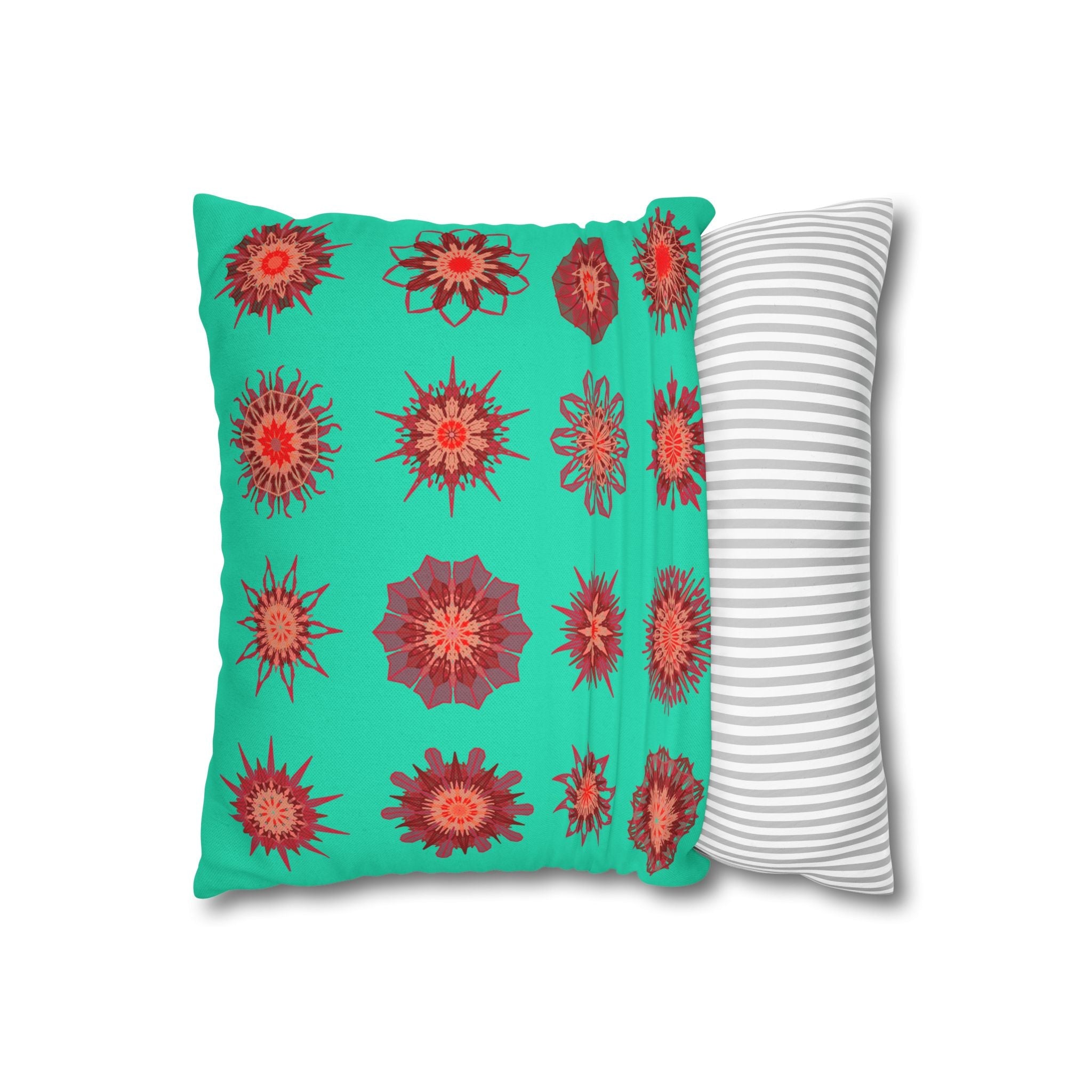 Christmas pillowcase for bed - Spun Polyester Square Pillowcase Mandala Art - Original Fine Art - Hand - drawn, Aqua - Blululi