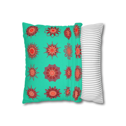 Christmas pillowcase for bed - Spun Polyester Square Pillowcase Mandala Art - Original Fine Art - Hand - drawn, Aqua - Blululi