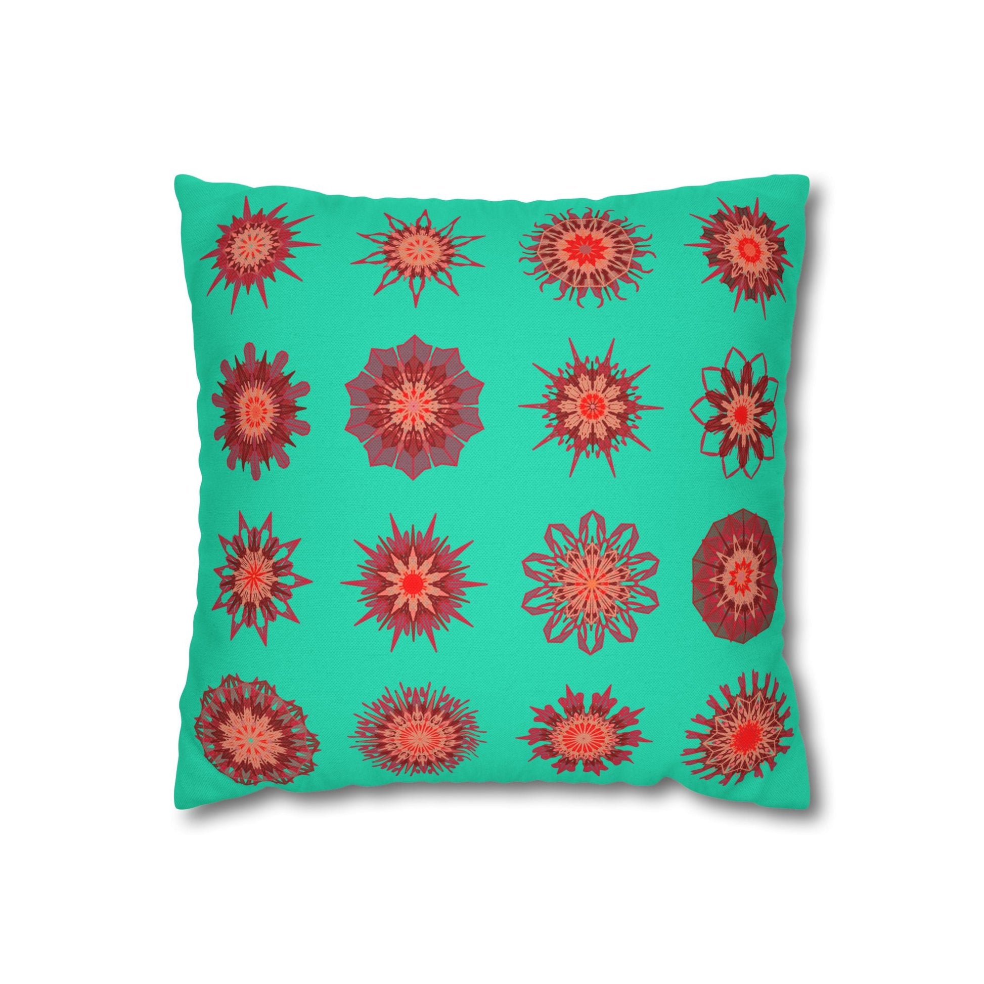 Christmas pillowcase for bed - Spun Polyester Square Pillowcase Mandala Art - Original Fine Art - Hand - drawn, Aqua - Blululi