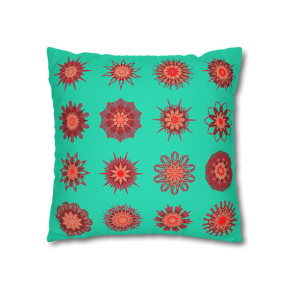 Christmas pillowcase for bed - Spun Polyester Square Pillowcase Mandala Art - Original Fine Art - Hand - drawn, Aqua - Blululi