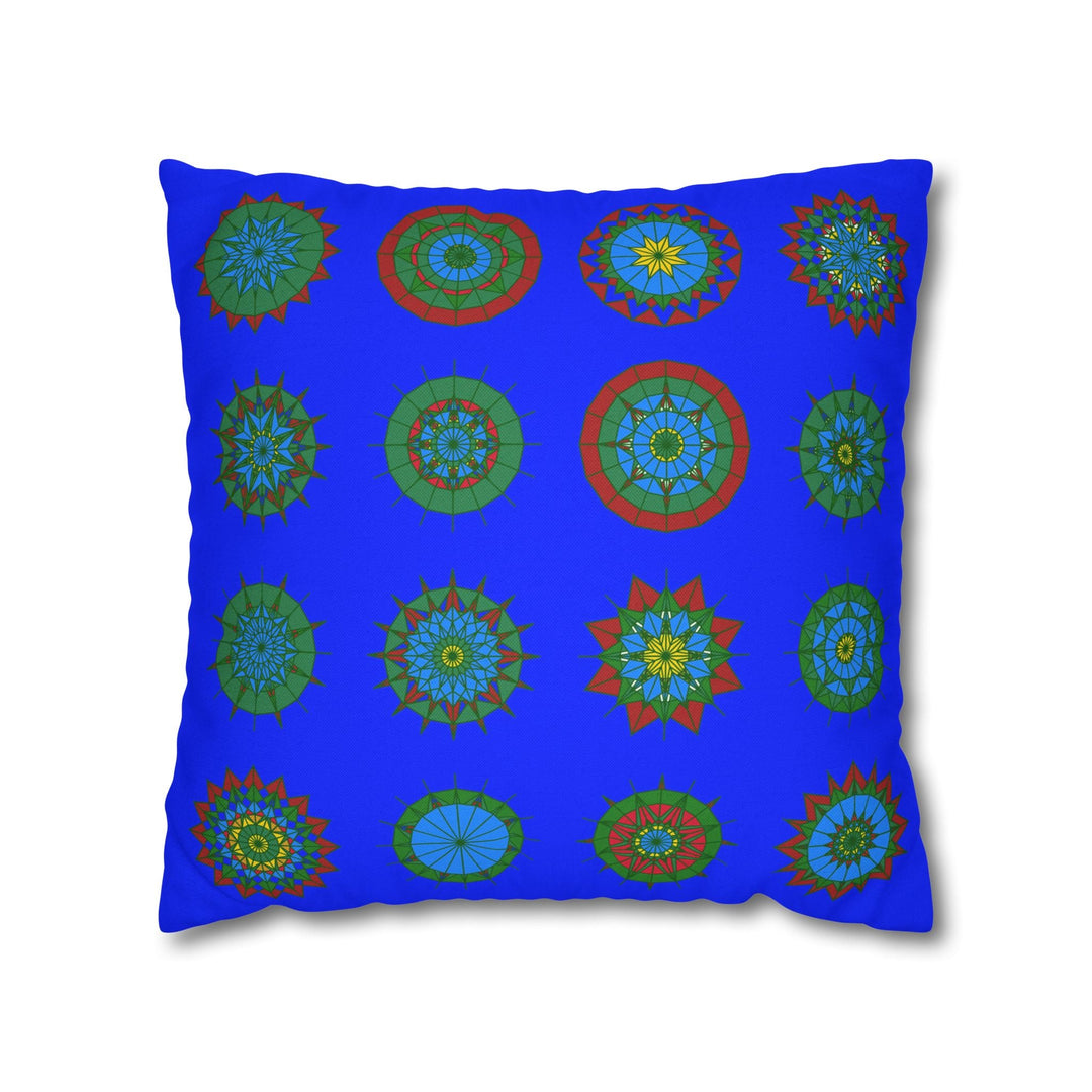 Christmas pillowcase for bed - Spun Polyester Square Pillowcase Mandala Art - Original Fine Art - Hand - drawn, Blue - Blululi