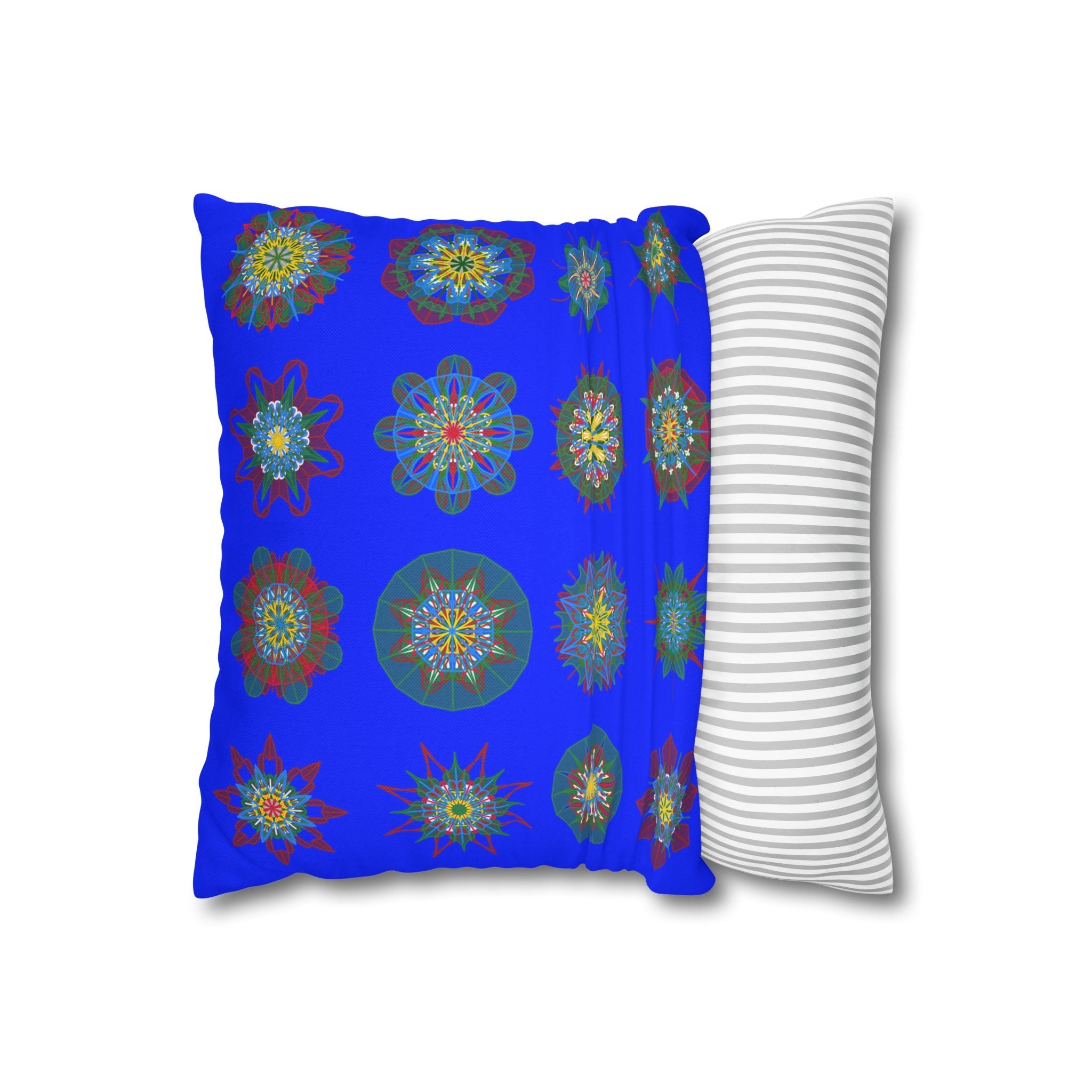 Christmas pillowcase for bed - Spun Polyester Square Pillowcase Mandala Art - Original Fine Art - Hand - drawn, Blue - Blululi