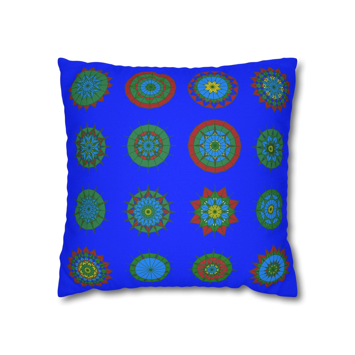 Christmas pillowcase for bed - Spun Polyester Square Pillowcase Mandala Art - Original Fine Art - Hand - drawn, Blue - Blululi