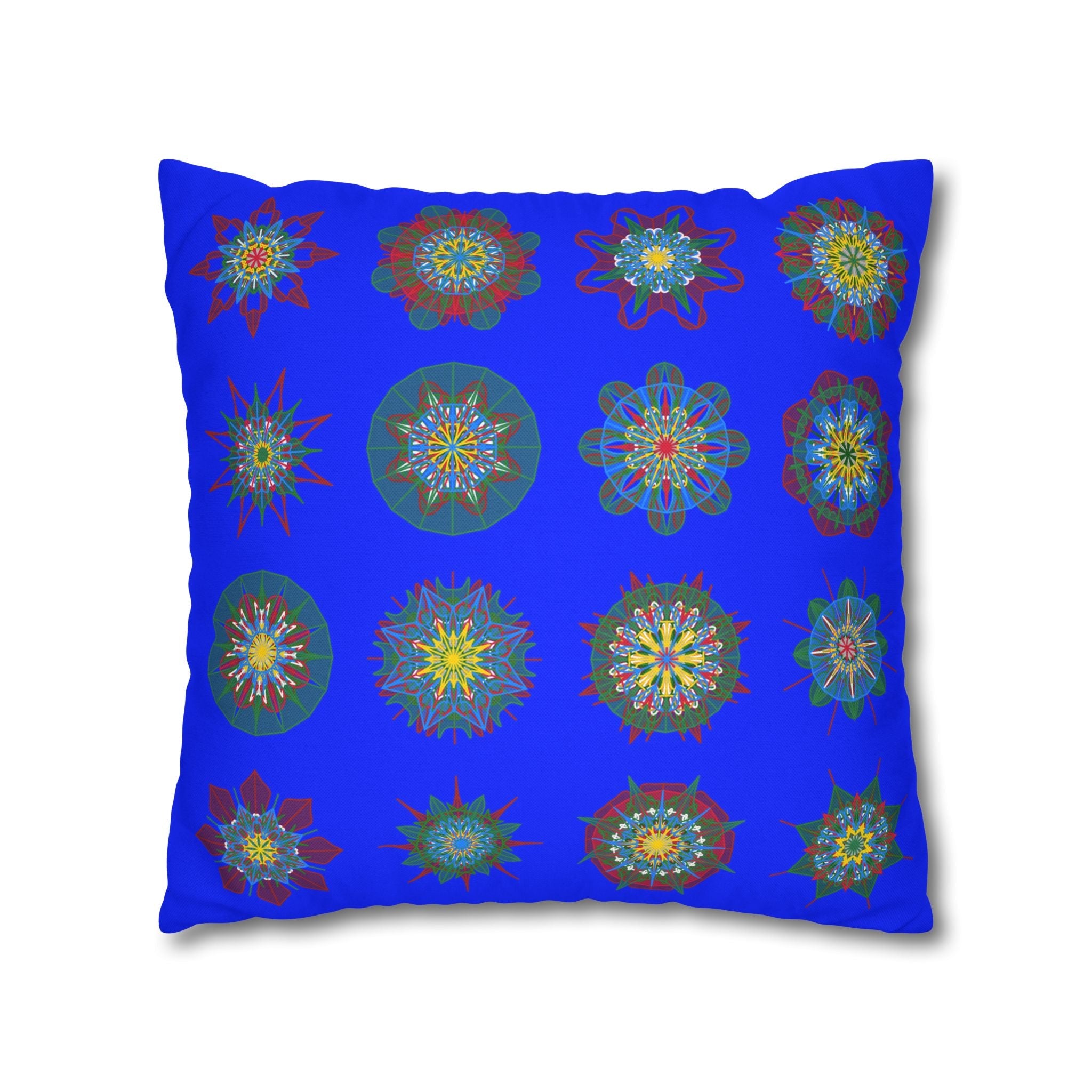 Christmas pillowcase for bed - Spun Polyester Square Pillowcase Mandala Art - Original Fine Art - Hand - drawn, Blue - Blululi