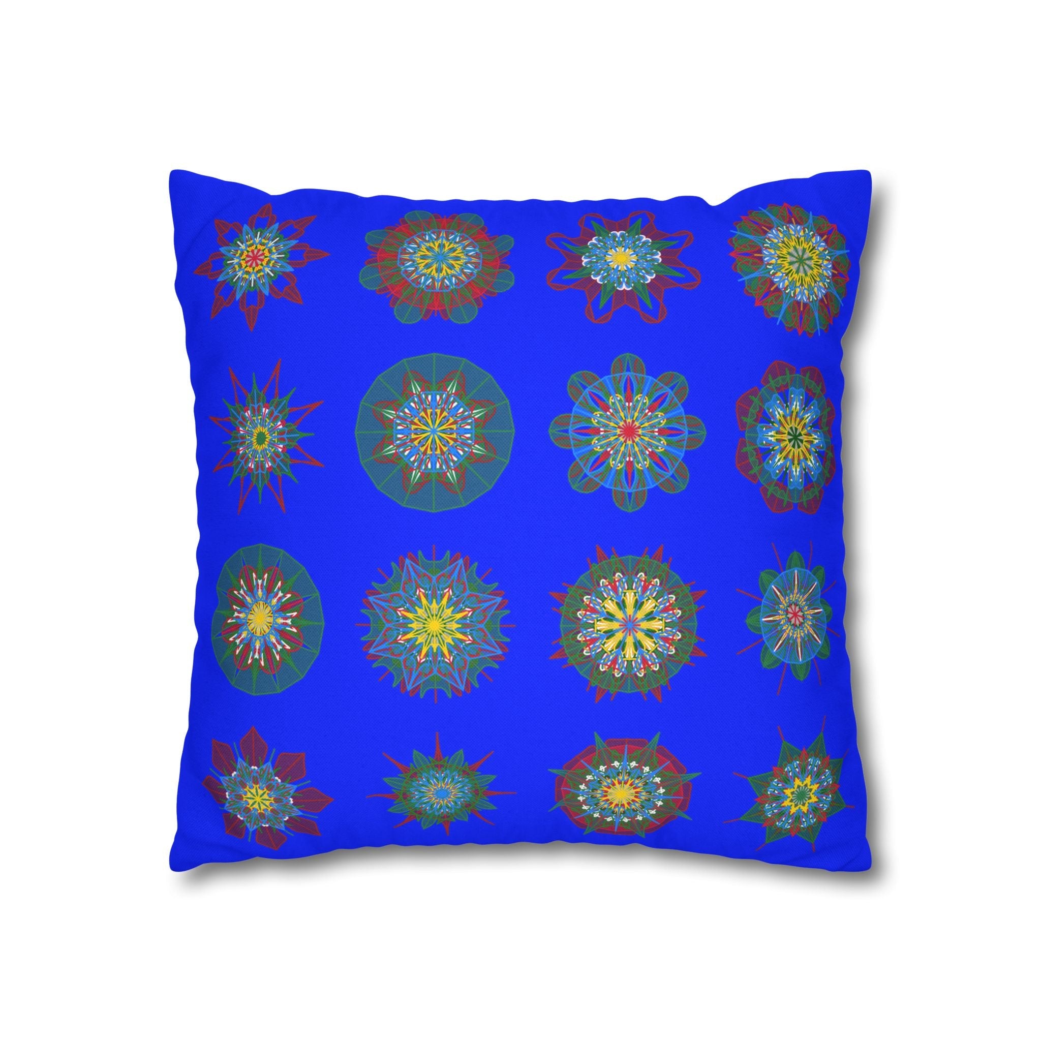 Christmas pillowcase for bed - Spun Polyester Square Pillowcase Mandala Art - Original Fine Art - Hand - drawn, Blue - Blululi