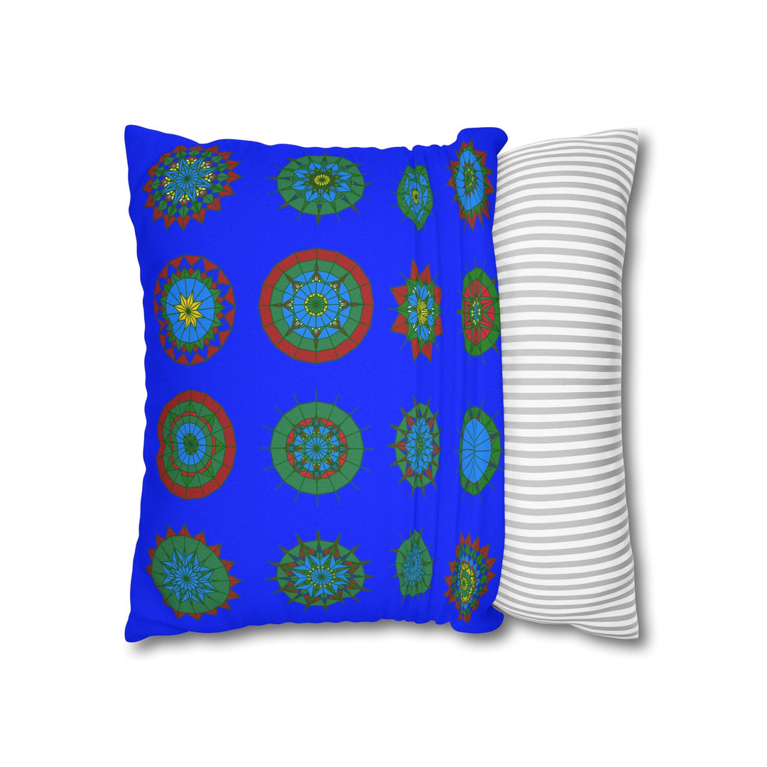 Christmas pillowcase for bed - Spun Polyester Square Pillowcase Mandala Art - Original Fine Art - Hand - drawn, Blue - Blululi