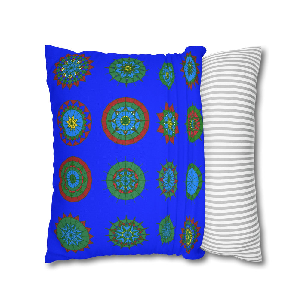 Christmas pillowcase for bed - Spun Polyester Square Pillowcase Mandala Art - Original Fine Art - Hand - drawn, Blue - Blululi