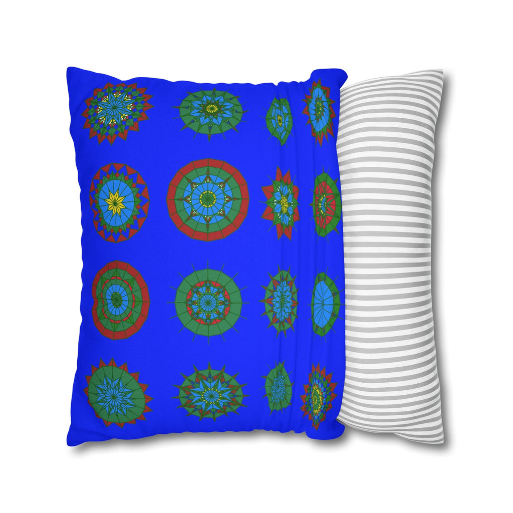 Christmas pillowcase for bed - Spun Polyester Square Pillowcase Mandala Art - Original Fine Art - Hand - drawn, Blue - Blululi