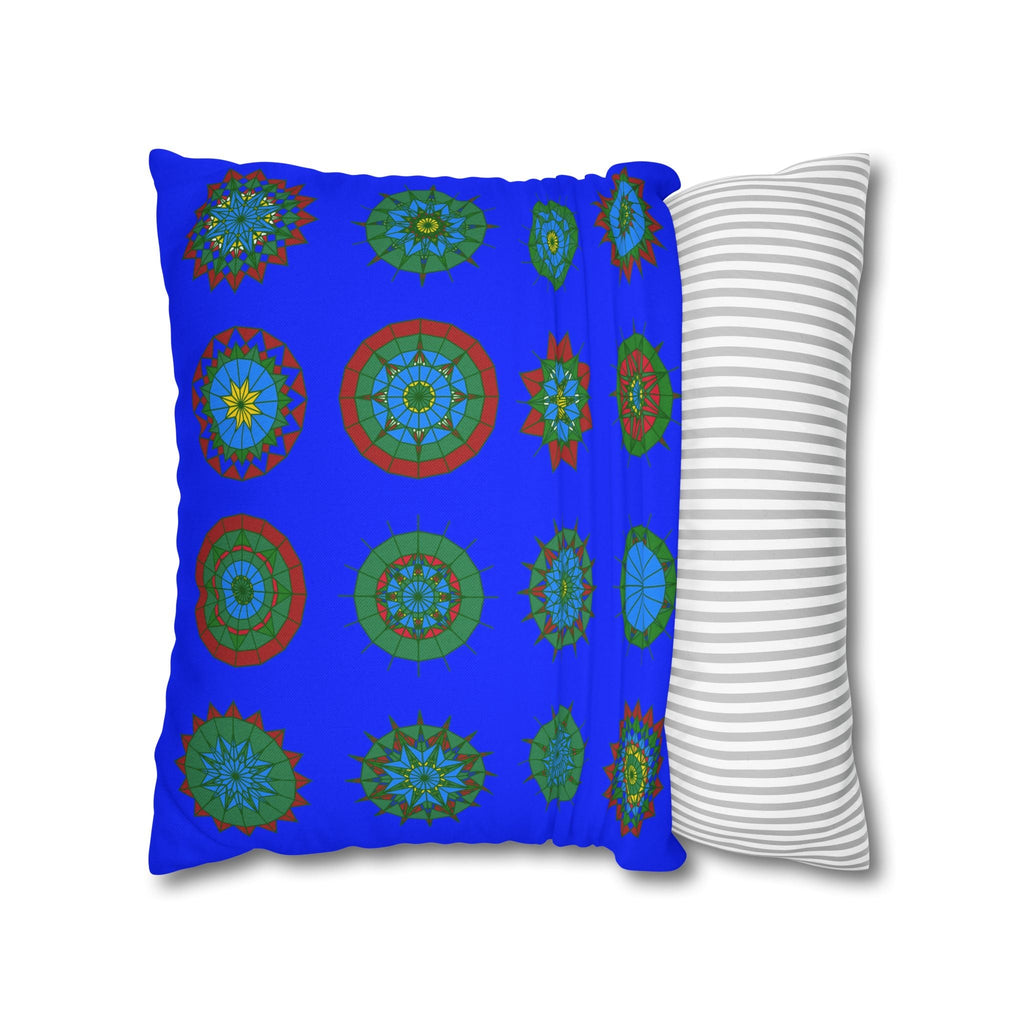 Christmas pillowcase for bed - Spun Polyester Square Pillowcase Mandala Art - Original Fine Art - Hand - drawn, Blue - Blululi