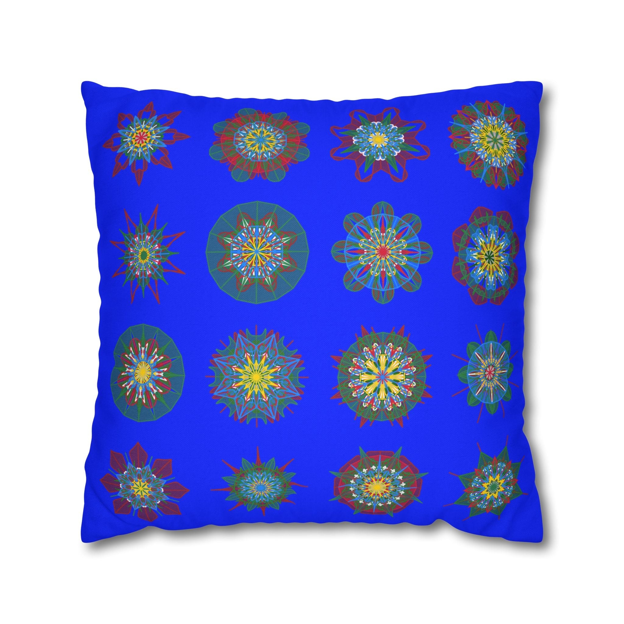 Christmas pillowcase for bed - Spun Polyester Square Pillowcase Mandala Art - Original Fine Art - Hand - drawn, Blue - Blululi