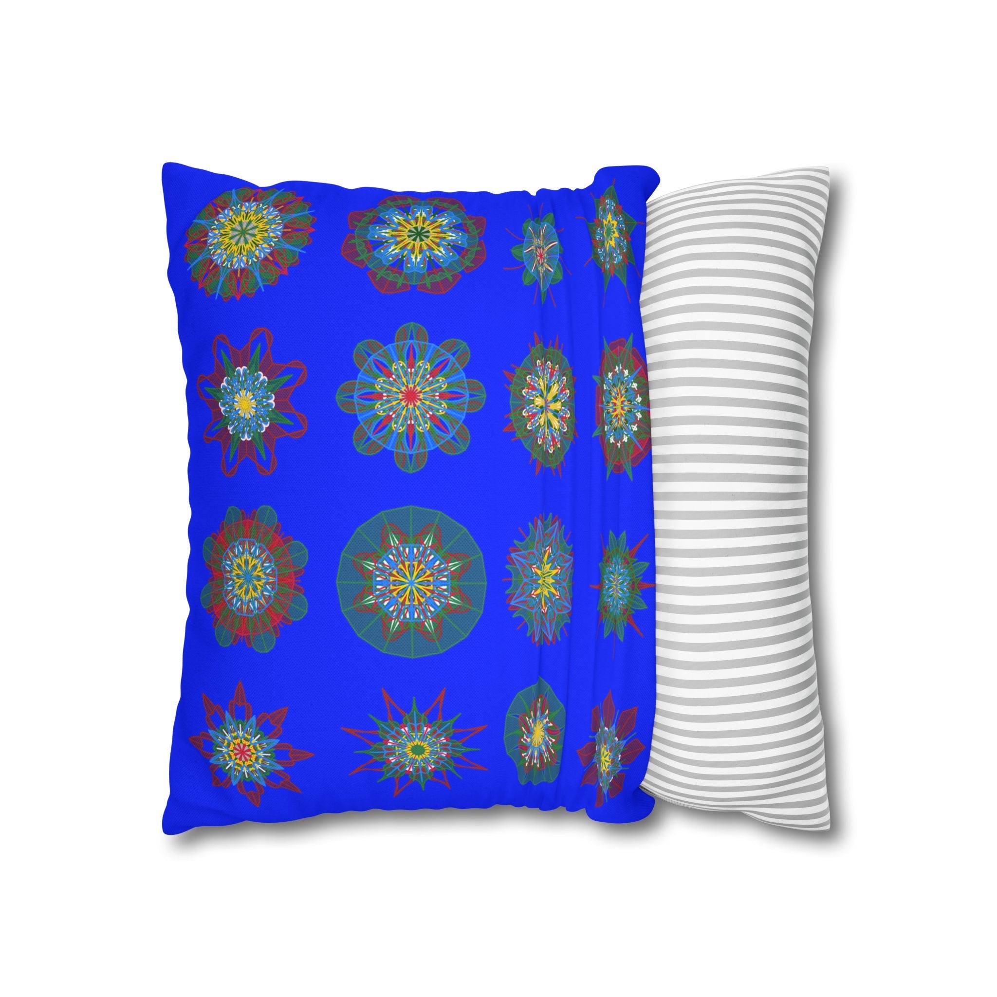 Christmas pillowcase for bed - Spun Polyester Square Pillowcase Mandala Art - Original Fine Art - Hand - drawn, Blue - Blululi