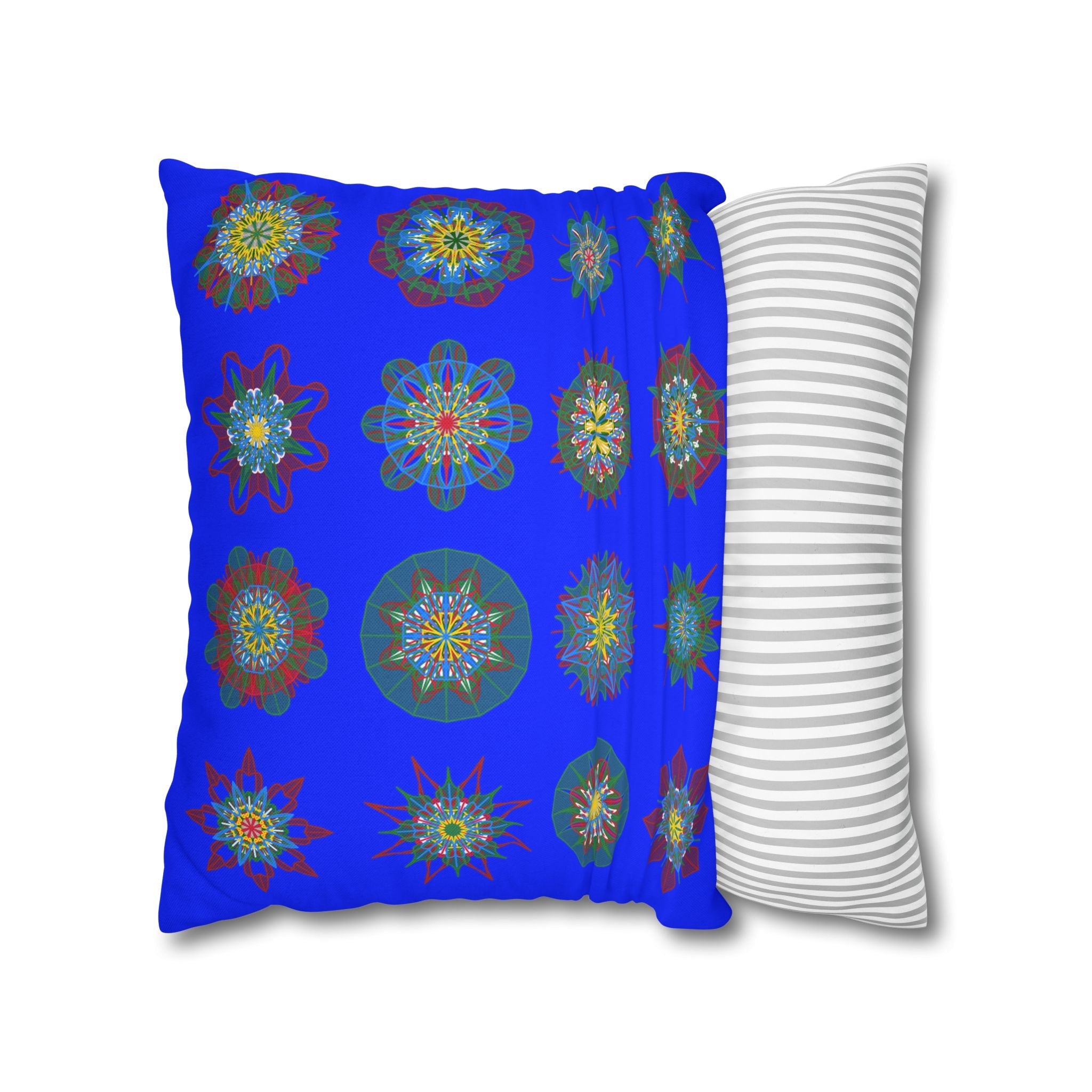 Christmas pillowcase for bed - Spun Polyester Square Pillowcase Mandala Art - Original Fine Art - Hand - drawn, Blue - Blululi