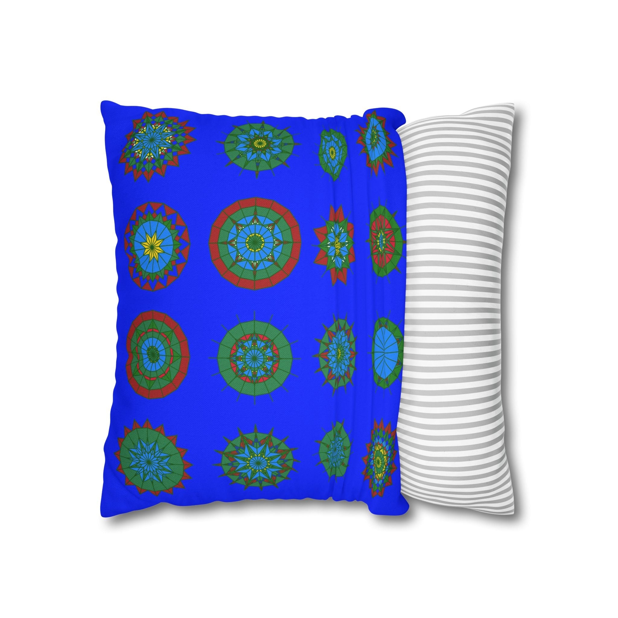 Christmas pillowcase for bed - Spun Polyester Square Pillowcase Mandala Art - Original Fine Art - Hand - drawn, Blue - Blululi