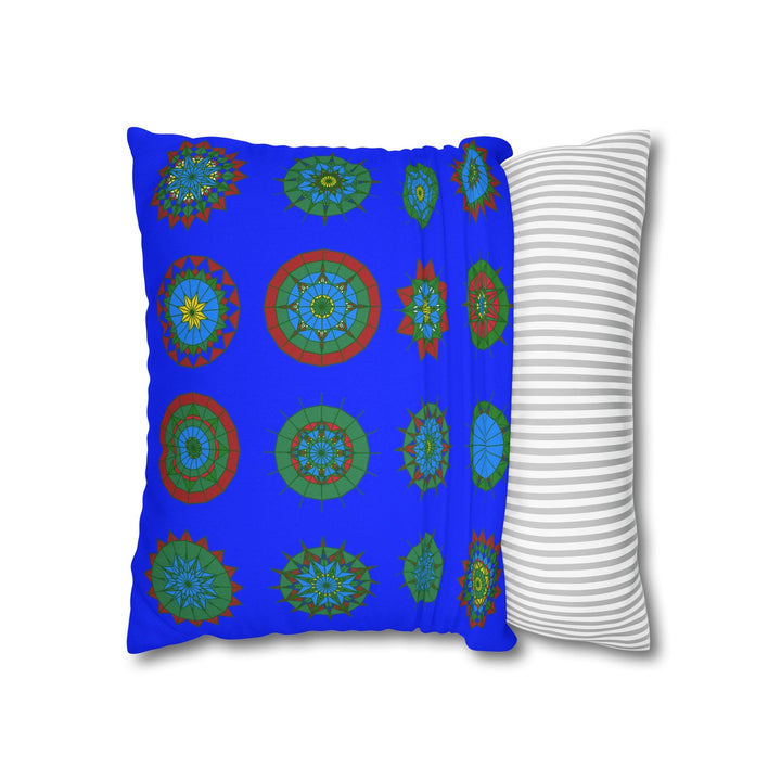 Christmas pillowcase for bed - Spun Polyester Square Pillowcase Mandala Art - Original Fine Art - Hand - drawn, Blue - Blululi