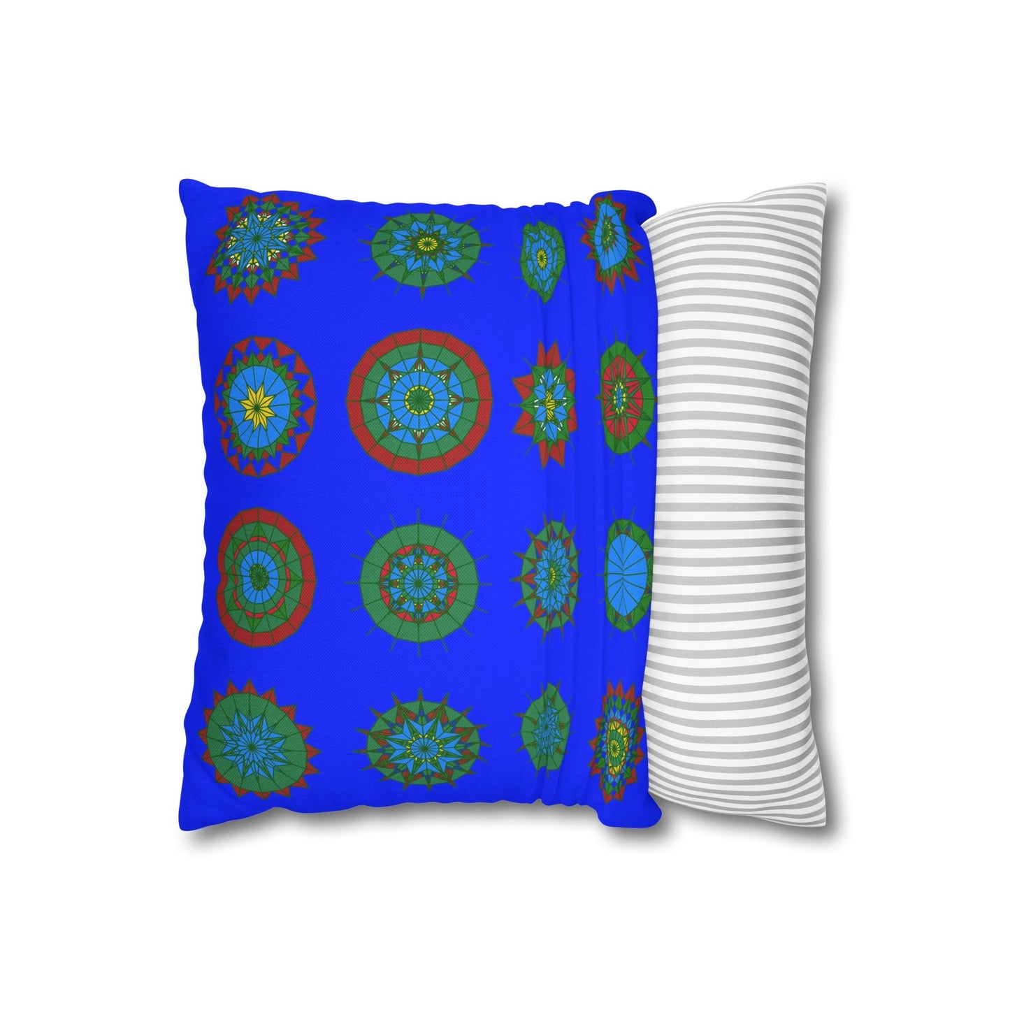 Christmas pillowcase for bed - Spun Polyester Square Pillowcase Mandala Art - Original Fine Art - Hand - drawn, Blue - Blululi