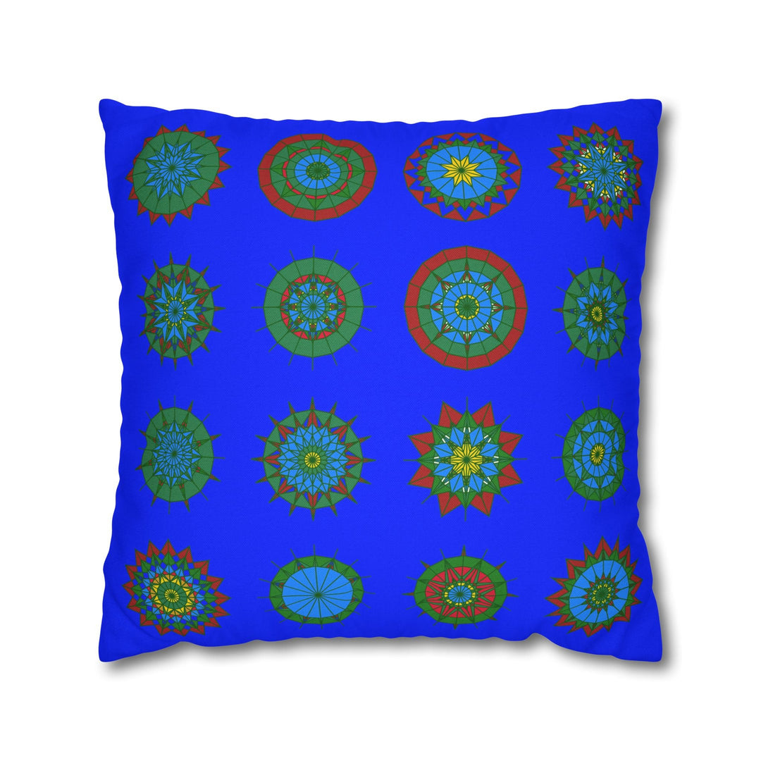 Christmas pillowcase for bed - Spun Polyester Square Pillowcase Mandala Art - Original Fine Art - Hand - drawn, Blue - Blululi