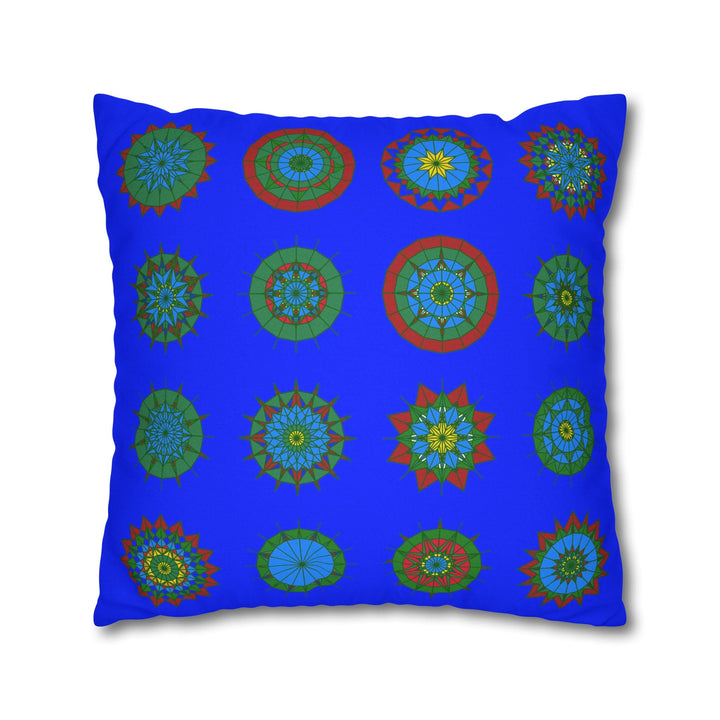 Christmas pillowcase for bed - Spun Polyester Square Pillowcase Mandala Art - Original Fine Art - Hand - drawn, Blue - Blululi