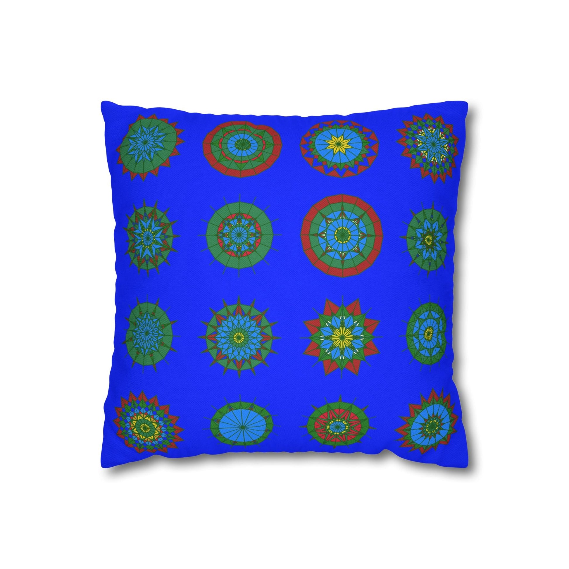 Christmas pillowcase for bed - Spun Polyester Square Pillowcase Mandala Art - Original Fine Art - Hand - drawn, Blue - Blululi