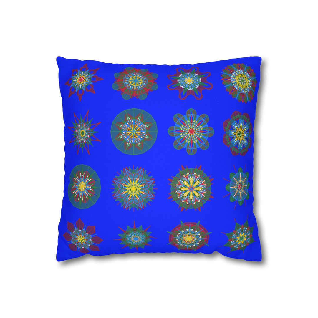 Christmas pillowcase for bed - Spun Polyester Square Pillowcase Mandala Art - Original Fine Art - Hand - drawn, Blue - Blululi