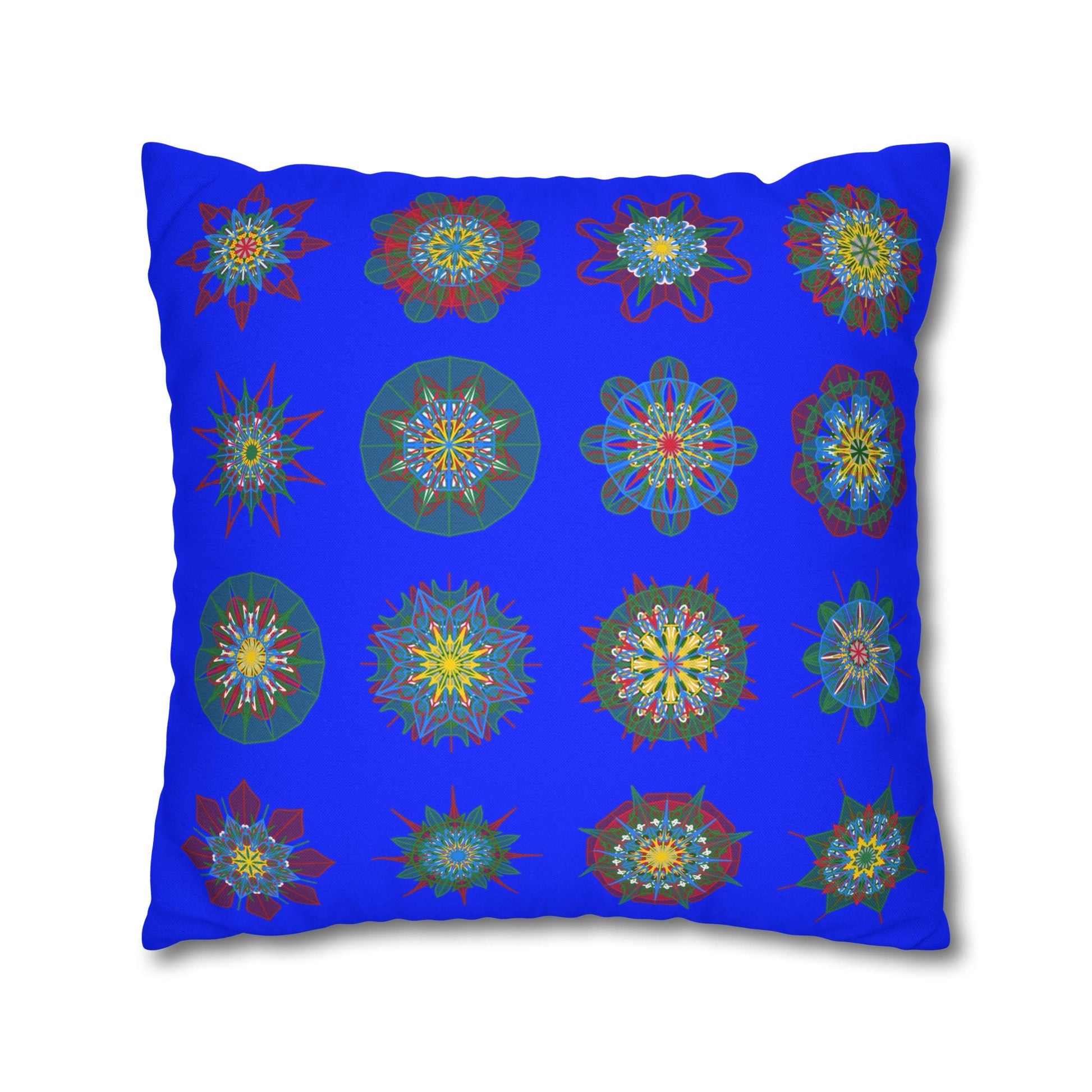 Christmas pillowcase for bed - Spun Polyester Square Pillowcase Mandala Art - Original Fine Art - Hand - drawn, Blue - Blululi