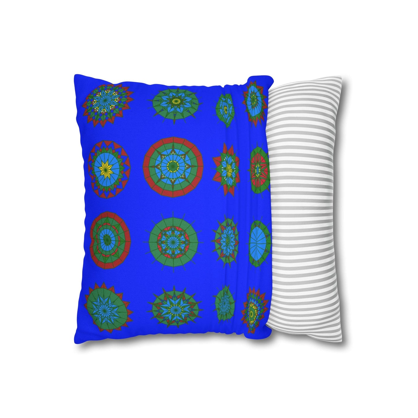 Christmas pillowcase for bed - Spun Polyester Square Pillowcase Mandala Art - Original Fine Art - Hand - drawn, Blue - Blululi