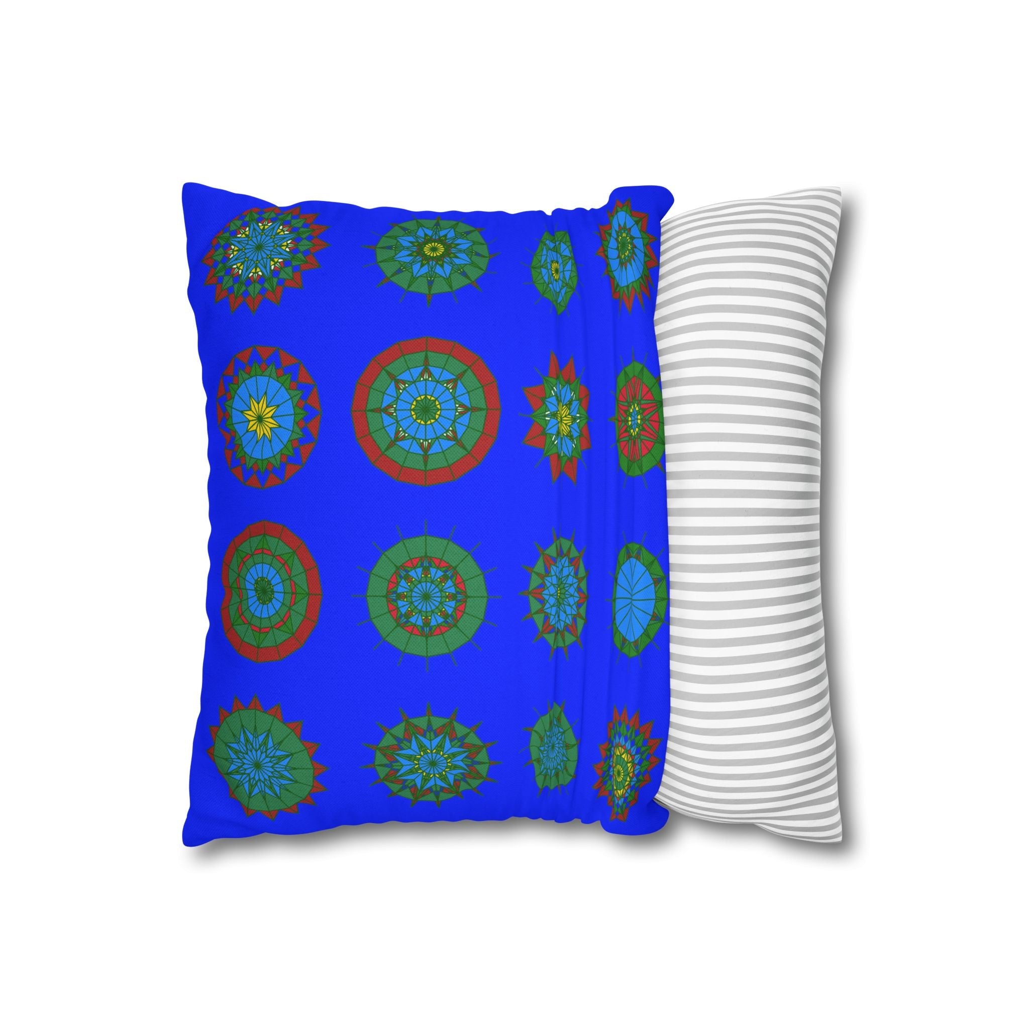 Christmas pillowcase for bed - Spun Polyester Square Pillowcase Mandala Art - Original Fine Art - Hand - drawn, Blue - Blululi