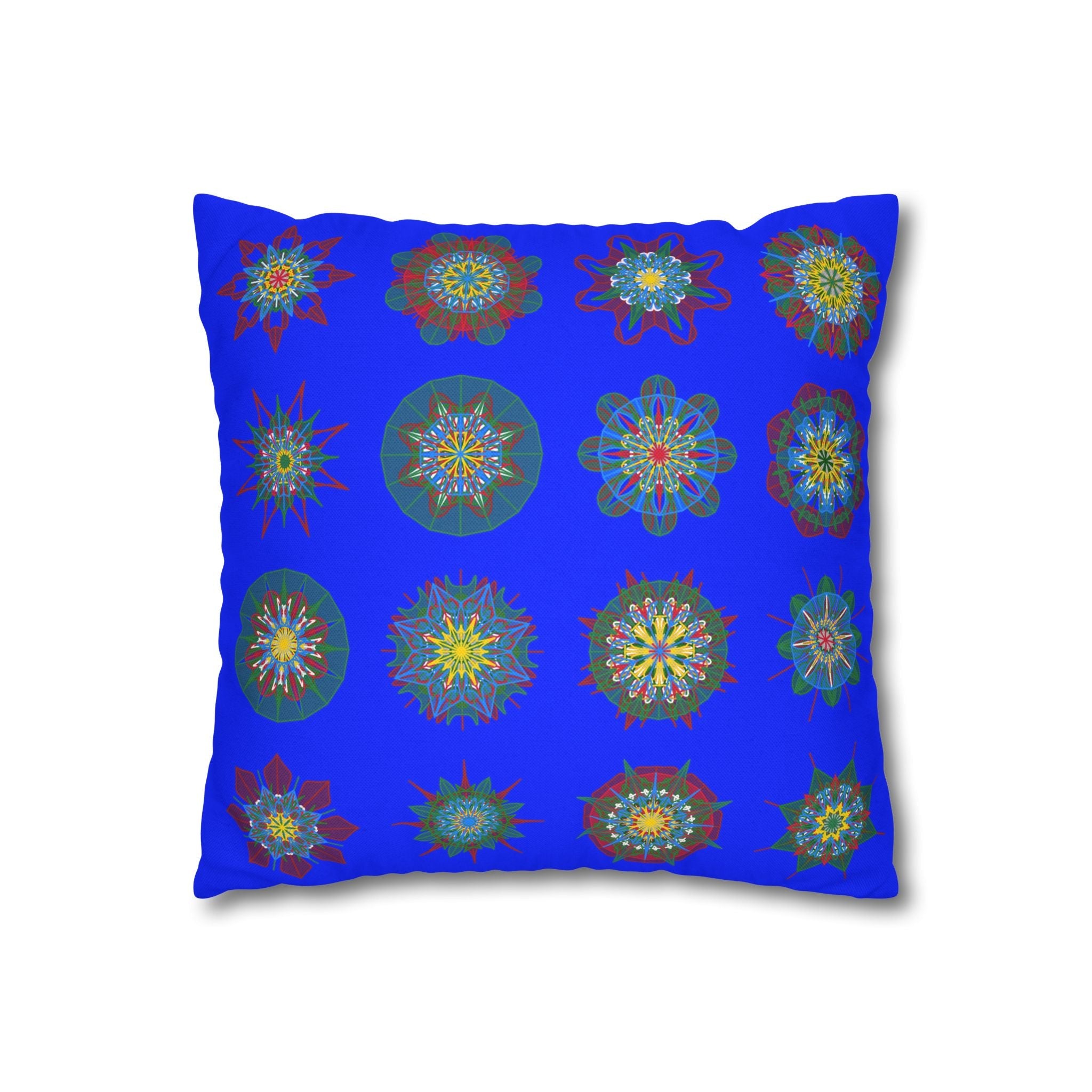 Christmas pillowcase for bed - Spun Polyester Square Pillowcase Mandala Art - Original Fine Art - Hand - drawn, Blue - Blululi