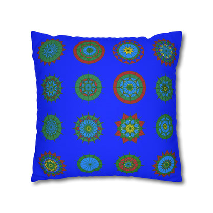 Christmas pillowcase for bed - Spun Polyester Square Pillowcase Mandala Art - Original Fine Art - Hand - drawn, Blue - Blululi