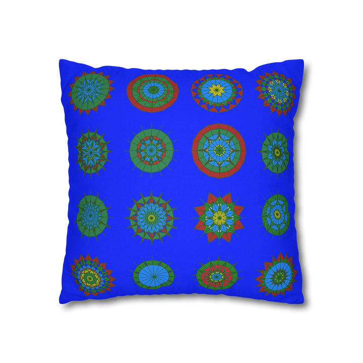 Christmas pillowcase for bed - Spun Polyester Square Pillowcase Mandala Art - Original Fine Art - Hand - drawn, Blue - Blululi