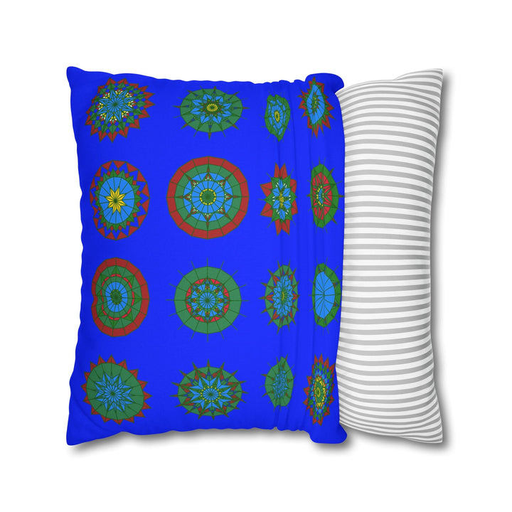 Christmas pillowcase for bed - Spun Polyester Square Pillowcase Mandala Art - Original Fine Art - Hand - drawn, Blue - Blululi