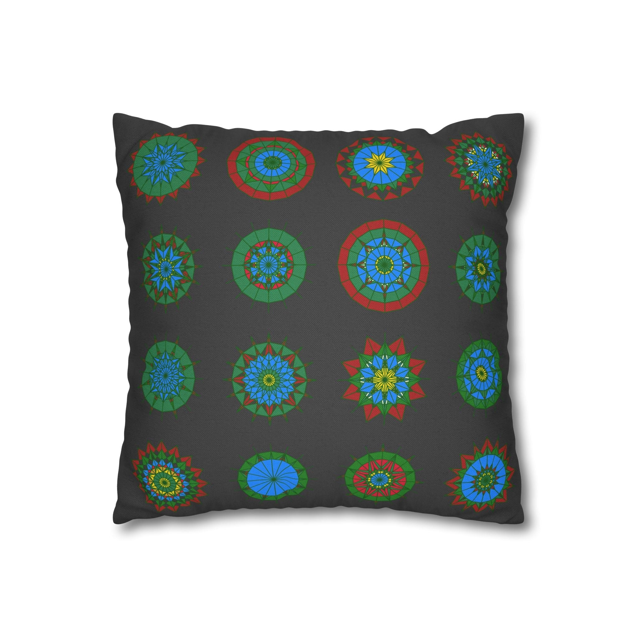 Christmas pillowcase for bed - Spun Polyester Square Pillowcase Mandala Art - Original Fine Art - Hand - drawn, Dark Gray - Blululi