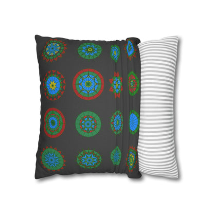 Christmas pillowcase for bed - Spun Polyester Square Pillowcase Mandala Art - Original Fine Art - Hand - drawn, Dark Gray - Blululi