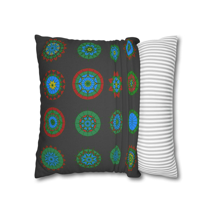 Christmas pillowcase for bed - Spun Polyester Square Pillowcase Mandala Art - Original Fine Art - Hand - drawn, Dark Gray - Blululi