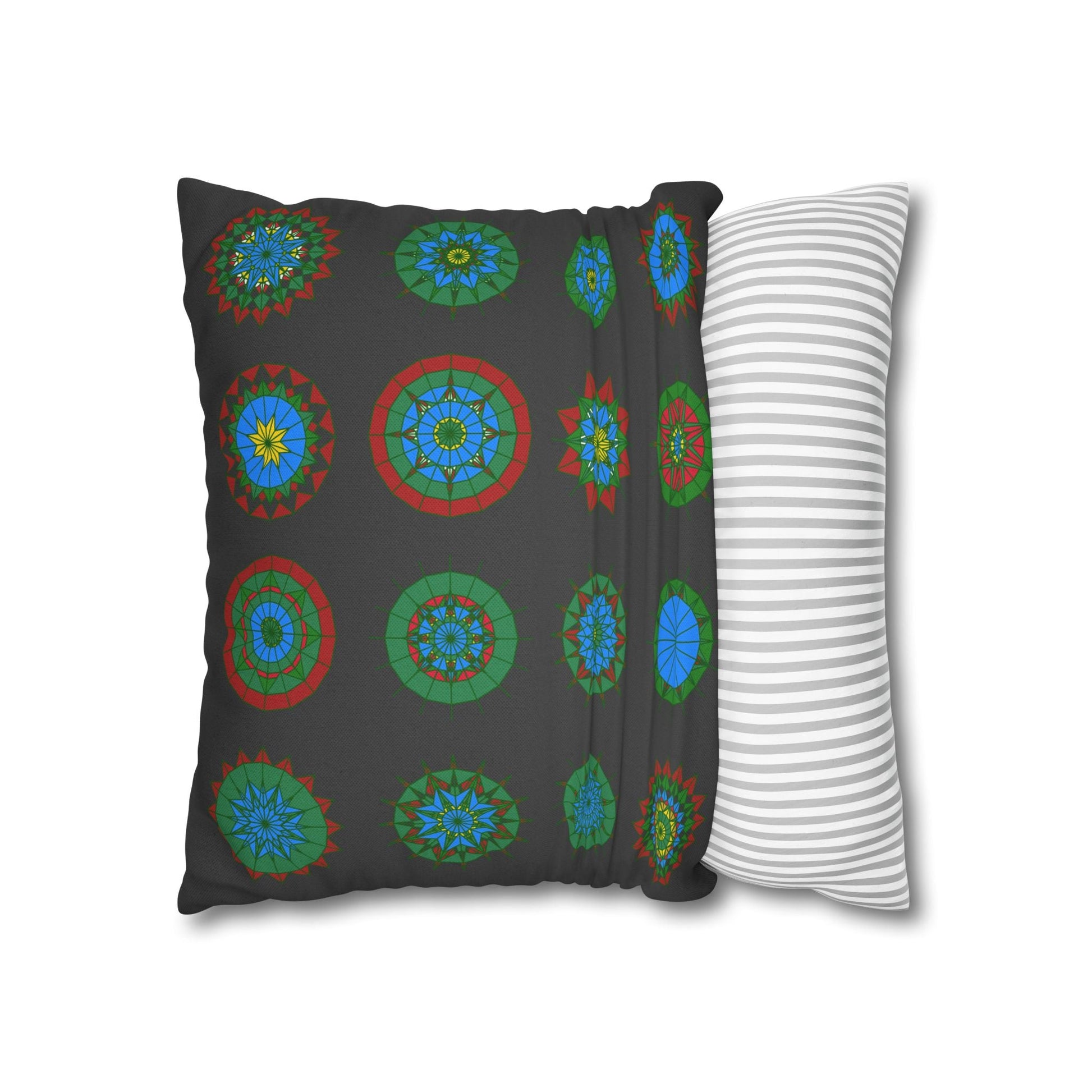 Christmas pillowcase for bed - Spun Polyester Square Pillowcase Mandala Art - Original Fine Art - Hand - drawn, Dark Gray - Blululi