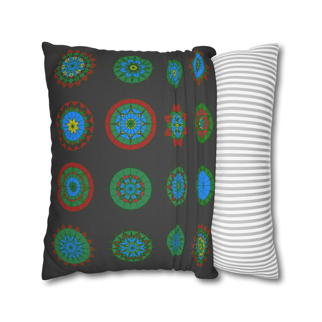 Christmas pillowcase for bed - Spun Polyester Square Pillowcase Mandala Art - Original Fine Art - Hand - drawn, Dark Gray - Blululi