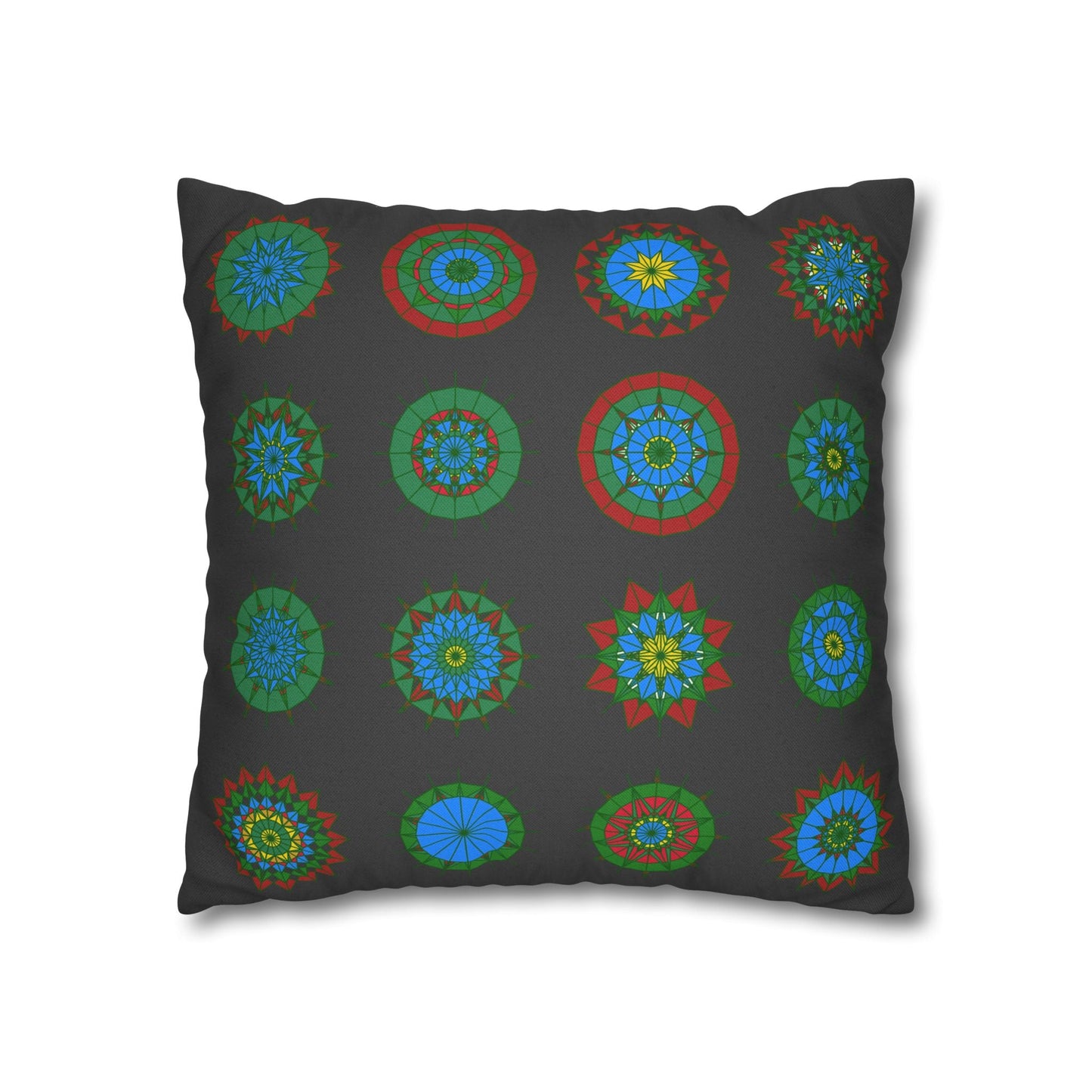 Christmas pillowcase for bed - Spun Polyester Square Pillowcase Mandala Art - Original Fine Art - Hand - drawn, Dark Gray - Blululi