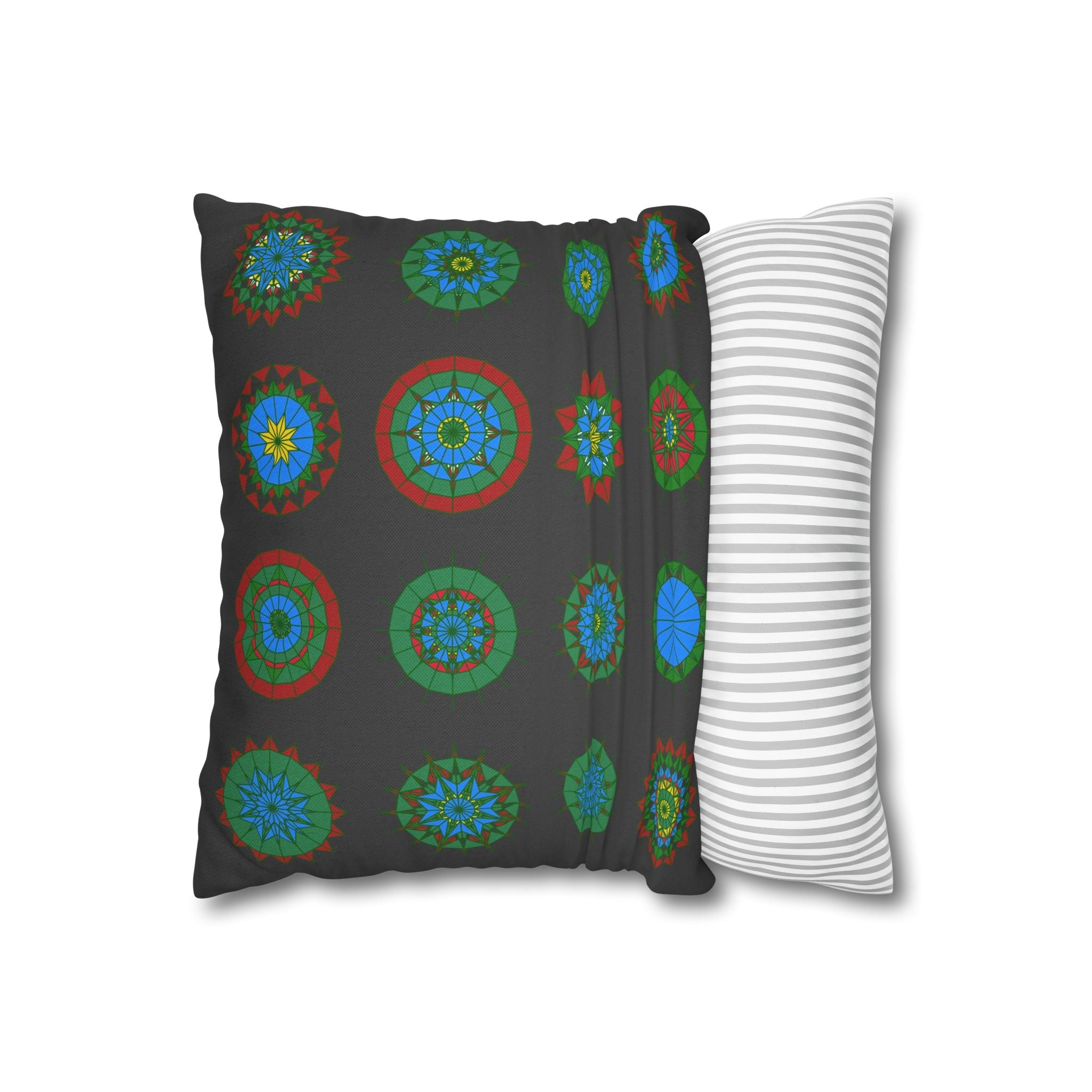 Christmas pillowcase for bed - Spun Polyester Square Pillowcase Mandala Art - Original Fine Art - Hand - drawn, Dark Gray - Blululi