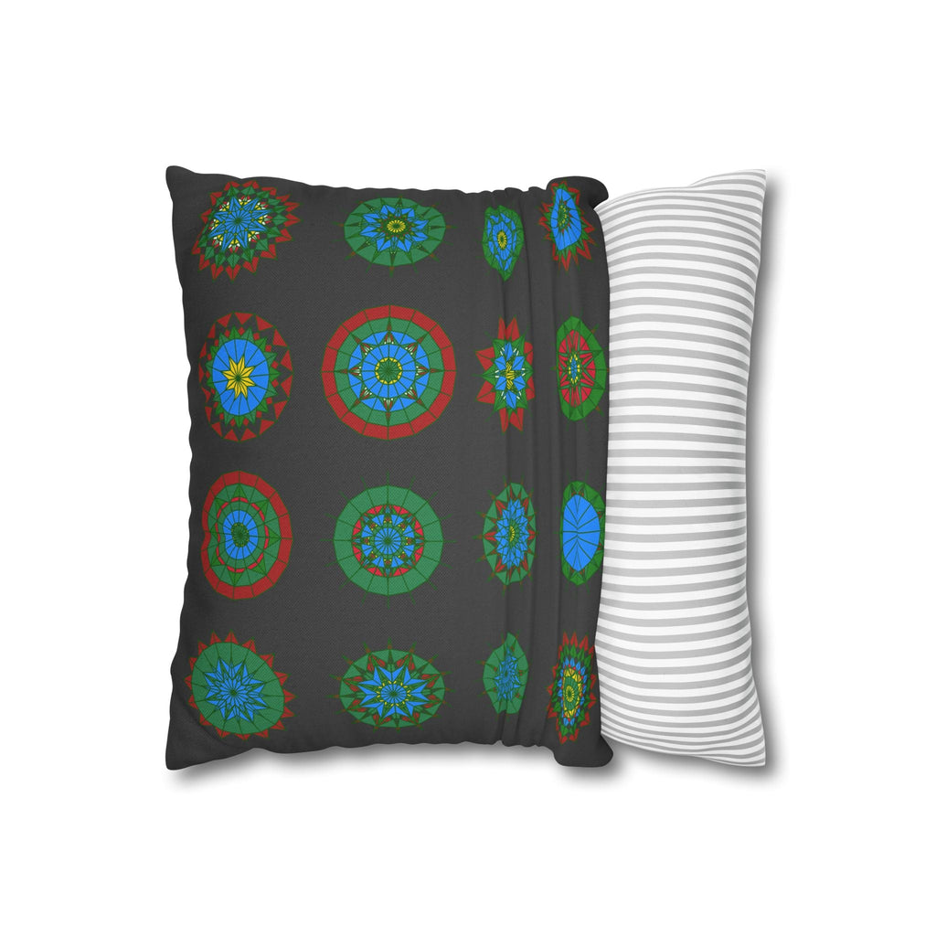 Christmas pillowcase for bed - Spun Polyester Square Pillowcase Mandala Art - Original Fine Art - Hand - drawn, Dark Gray - Blululi