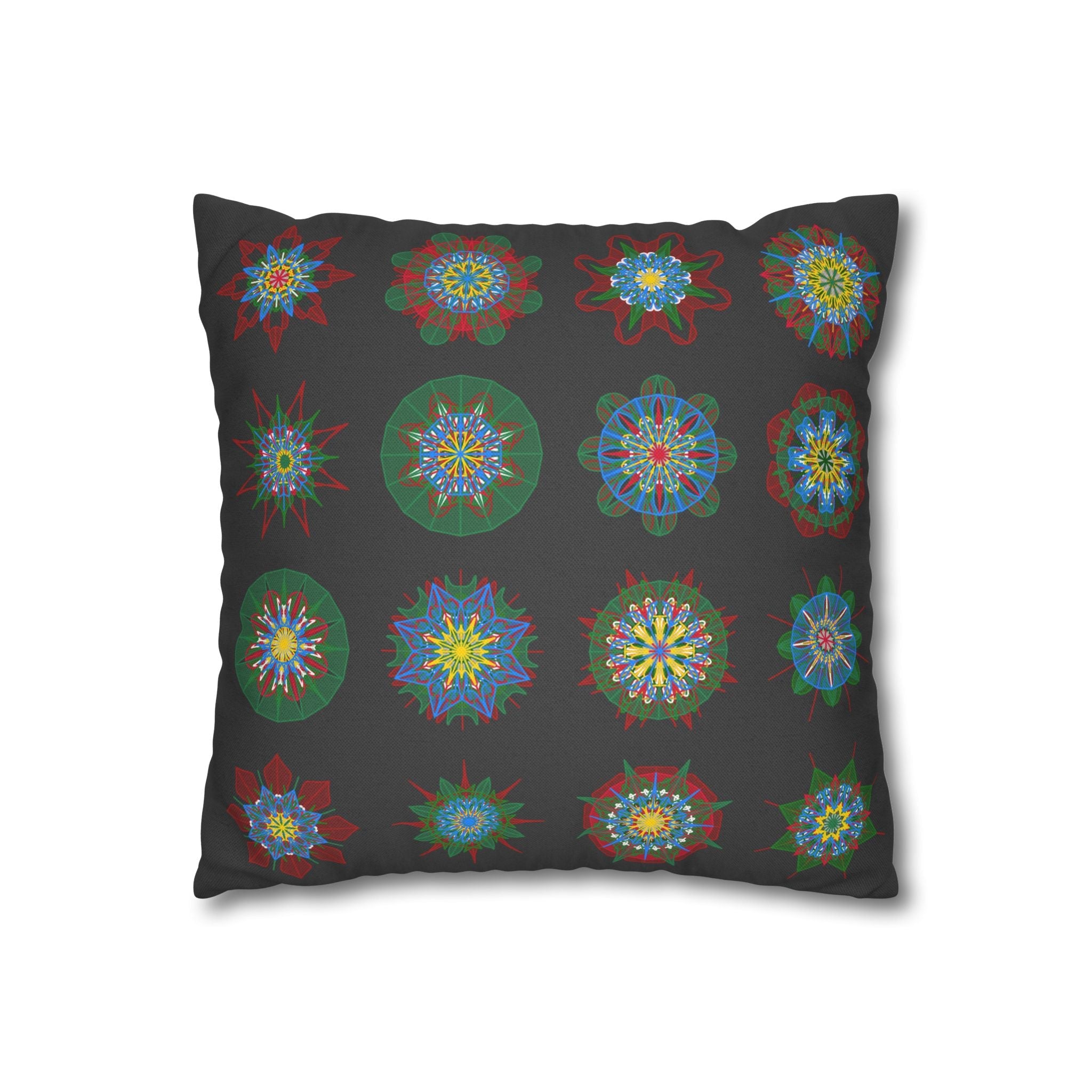 Christmas pillowcase for bed - Spun Polyester Square Pillowcase Mandala Art - Original Fine Art - Hand - drawn, Dark Gray - Blululi