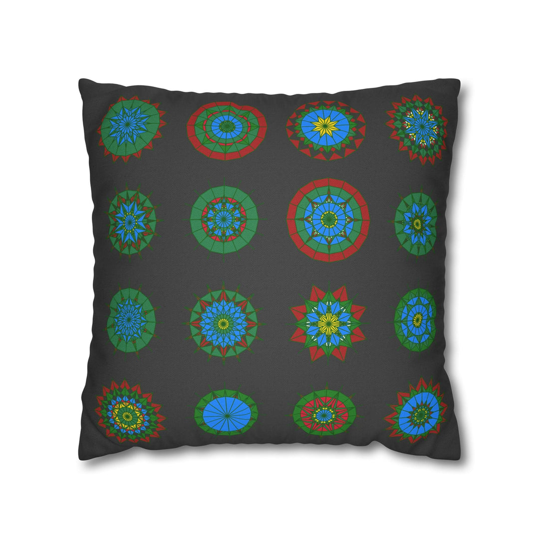 Christmas pillowcase for bed - Spun Polyester Square Pillowcase Mandala Art - Original Fine Art - Hand - drawn, Dark Gray - Blululi