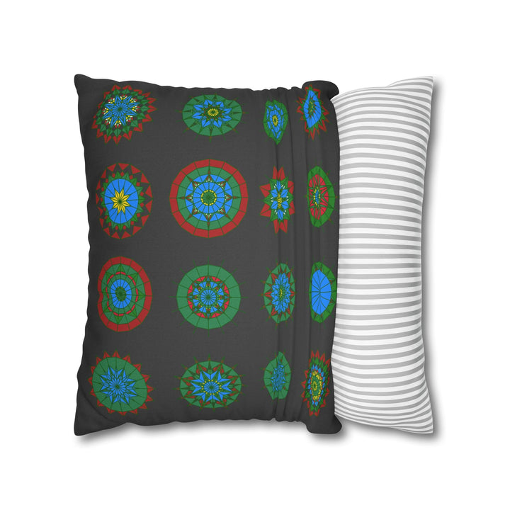 Christmas pillowcase for bed - Spun Polyester Square Pillowcase Mandala Art - Original Fine Art - Hand - drawn, Dark Gray - Blululi