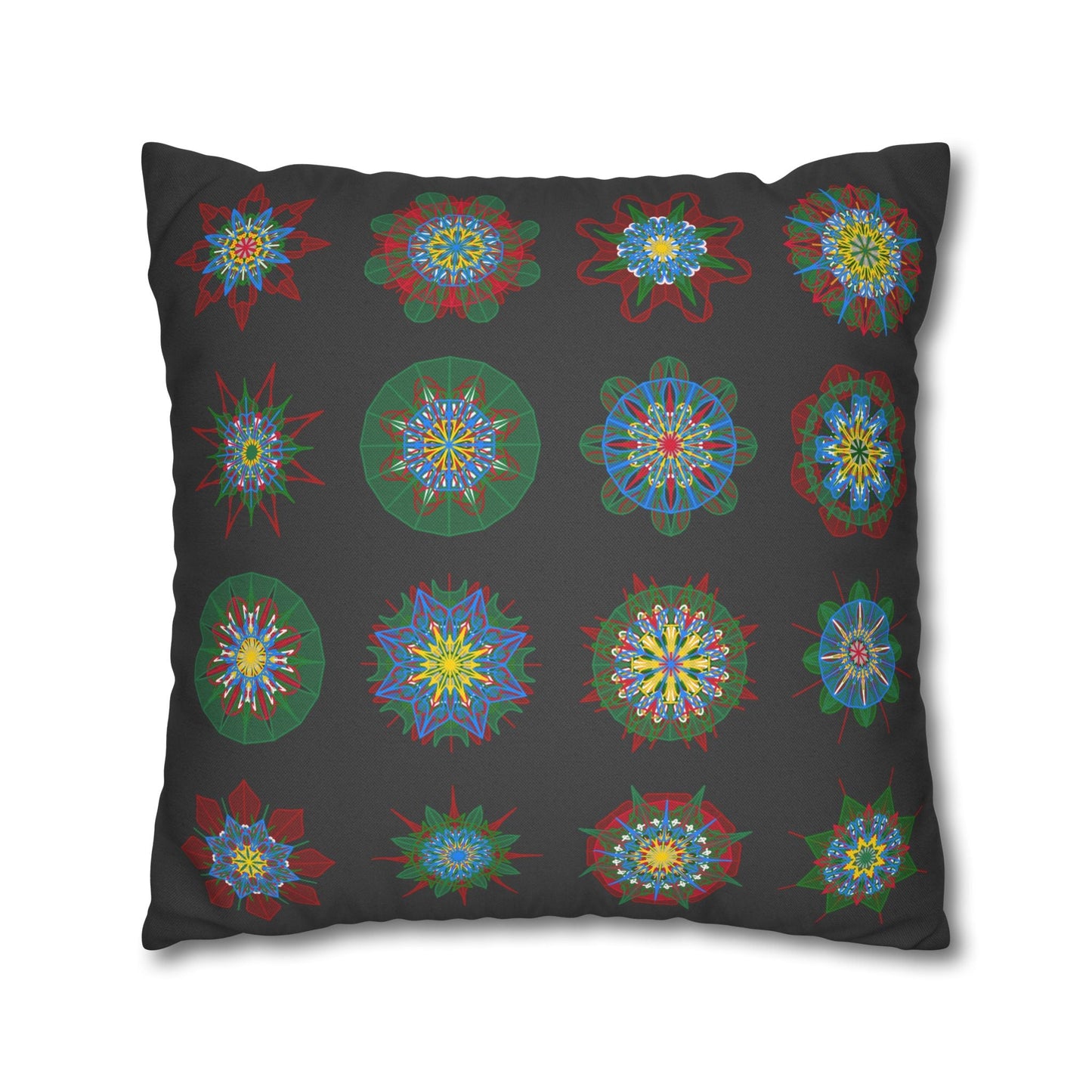 Christmas pillowcase for bed - Spun Polyester Square Pillowcase Mandala Art - Original Fine Art - Hand - drawn, Dark Gray - Blululi